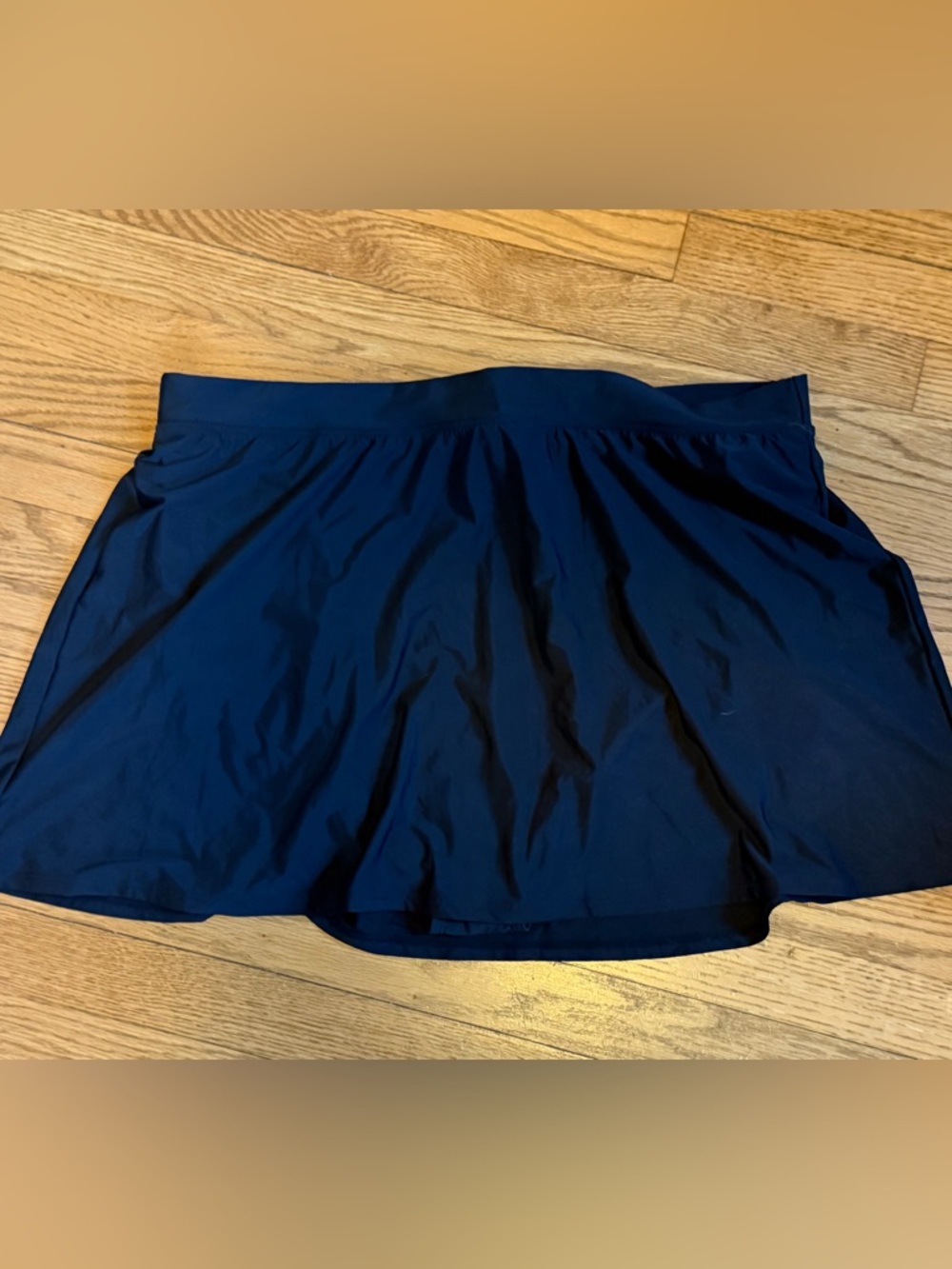 Lands’ End Women’s Plus 20W Navy Swim Skirt Built-In Brief Modest Bottom